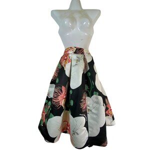 Dress Code Elegant Orchids Floral A-Line Skirt Made In Italy Size Small Boho Y2k